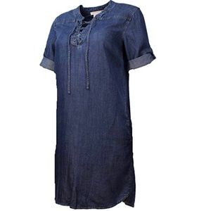 PHILOSOPHY Denim Front Tie Denim Tunic Dress
